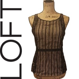 Ann Taylor LOFT Black Nude Lace Sleeveless Top Petite size 6P
